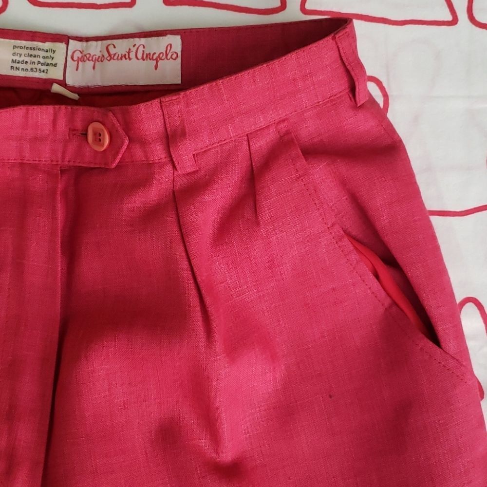 GIORGIO SANT ANGELO linen high-waist trous…